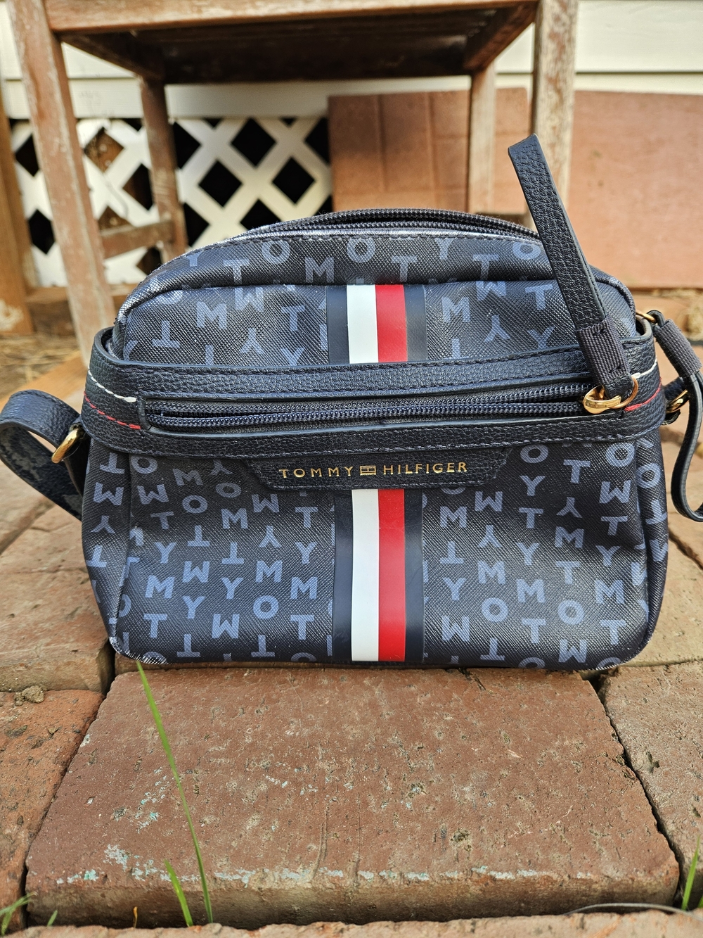 Tommy Hilfiger Navy Logo Crossbody Bag with Signature Stripe
